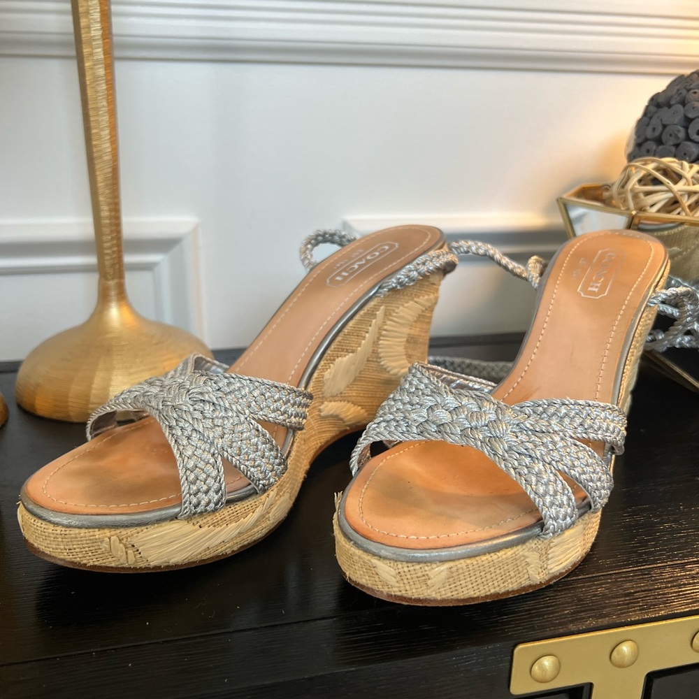 Coach Silver Espadrille Wedge Size 8.5 Surprising… - image 3